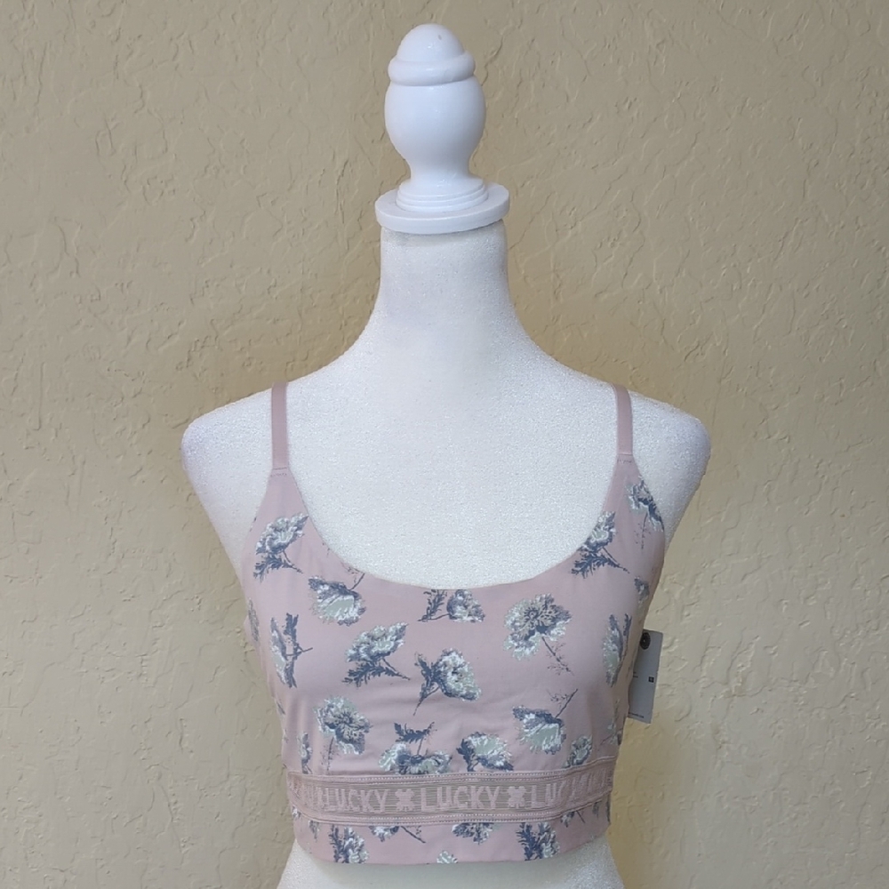 Lucky Brand Pink Floral Wireless Bralette Size XL